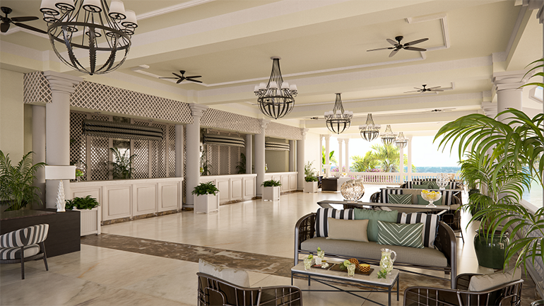 The refreshed lobby at Grand Palladium Jamaica Resort & Spa