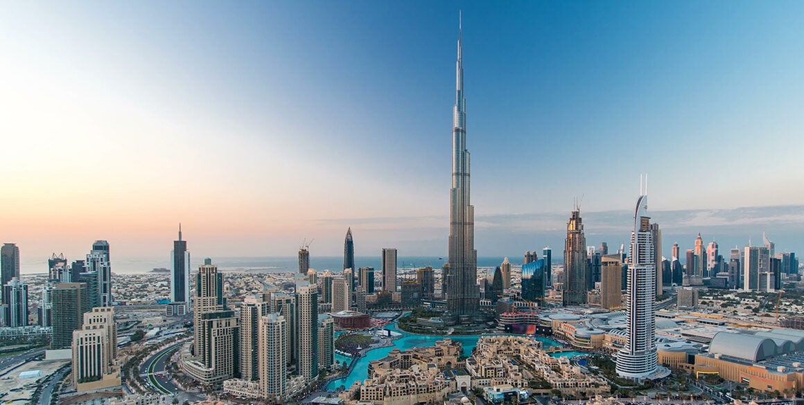 Aerial view of Dubai skyline