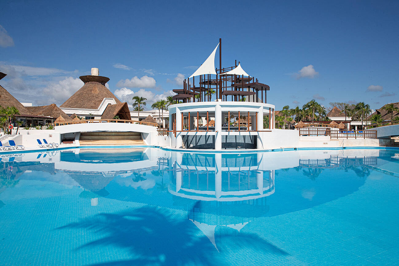 Pool area with unique architecture forms