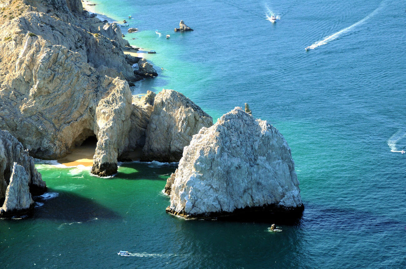 Aerial view of the granite rock formations of Cabo San Lucas.