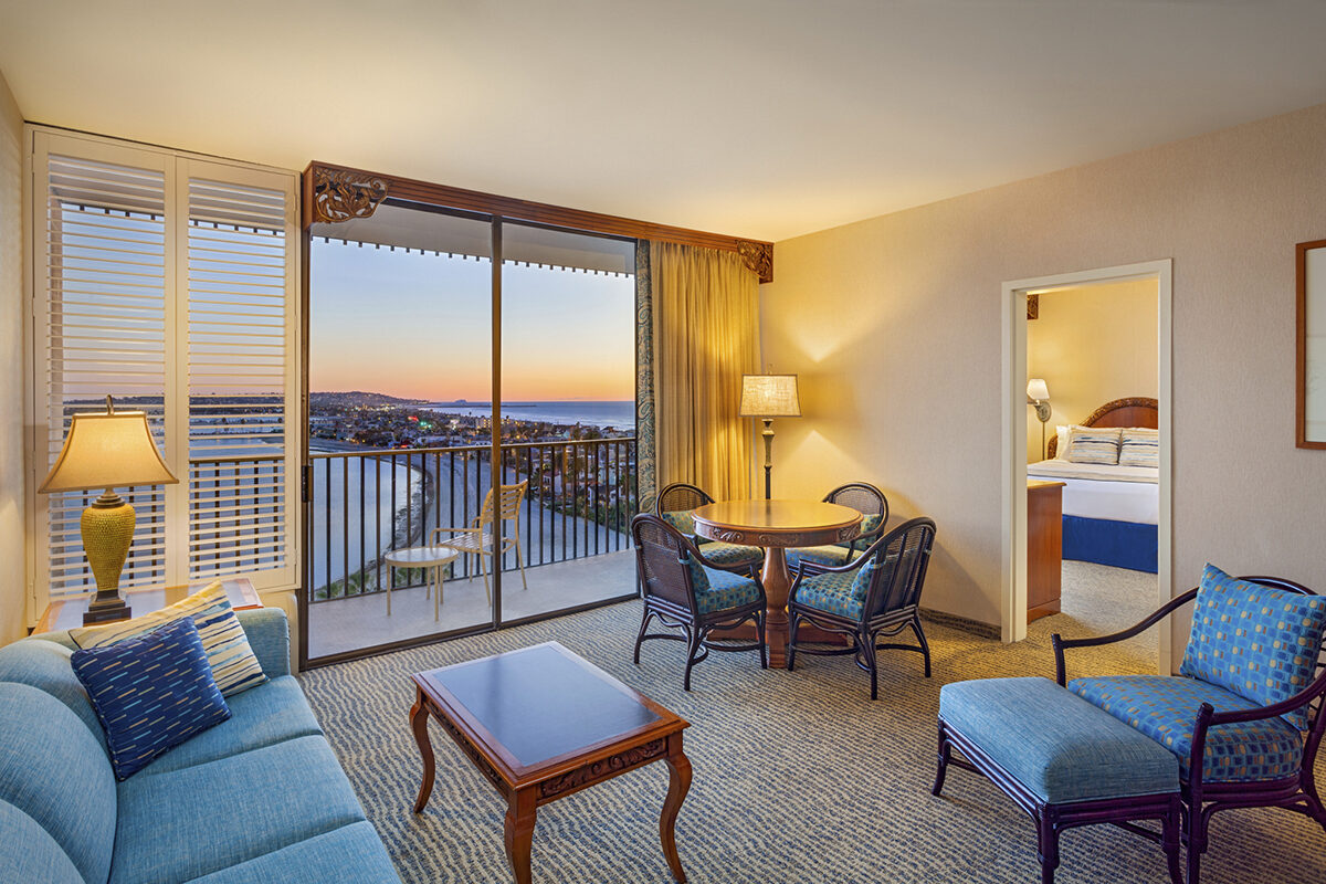 Hotel room with view of the beach