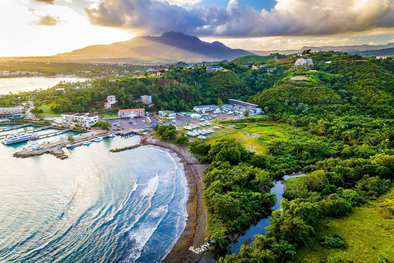 An aerial view of the shorefront of Puerto Plata.