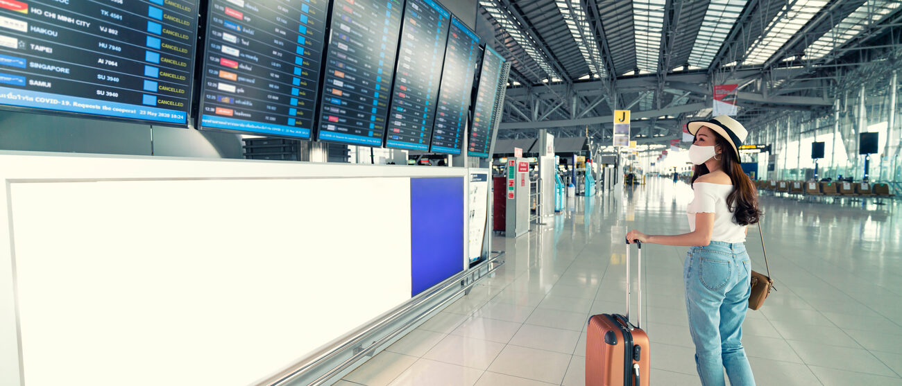 Flight times on screens at the airport