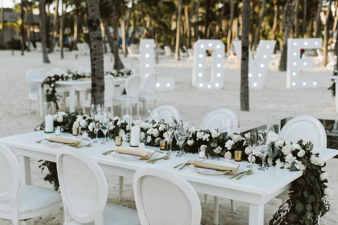Wedding dining table on the beach