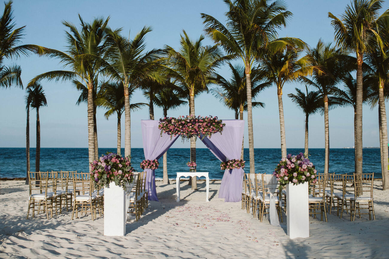 Wedding ceremony set up on the beach