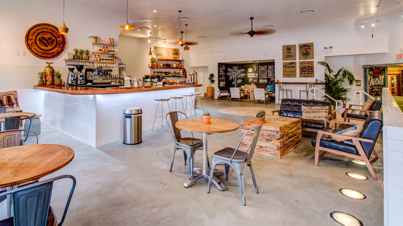 Coffee shop with seating areas