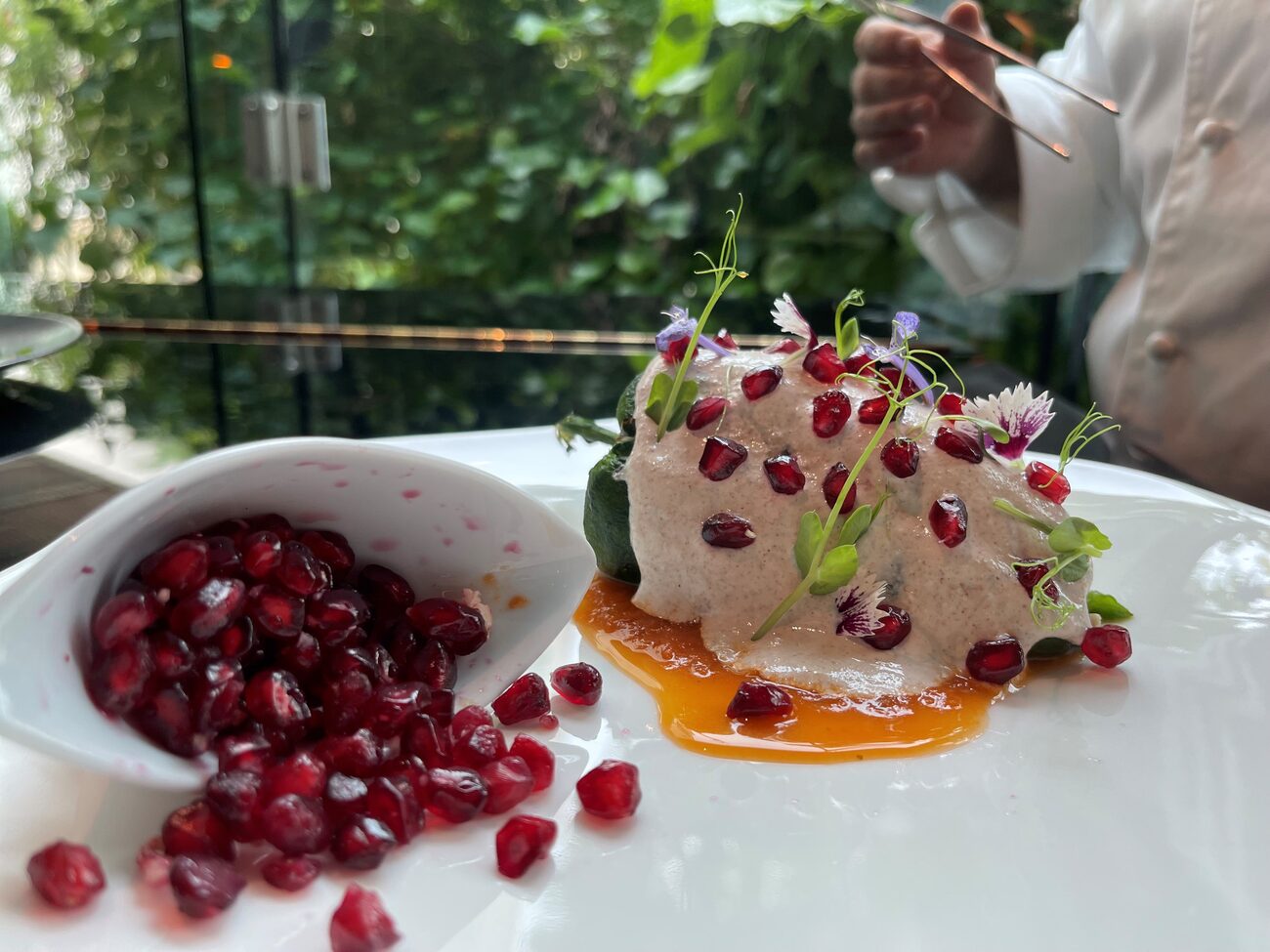 Dish with pomegranate seeds