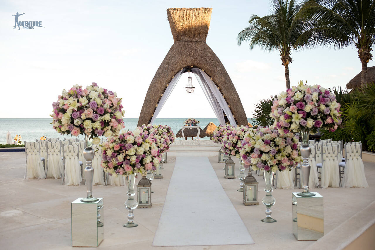 Wedding ceremony set up on the beach