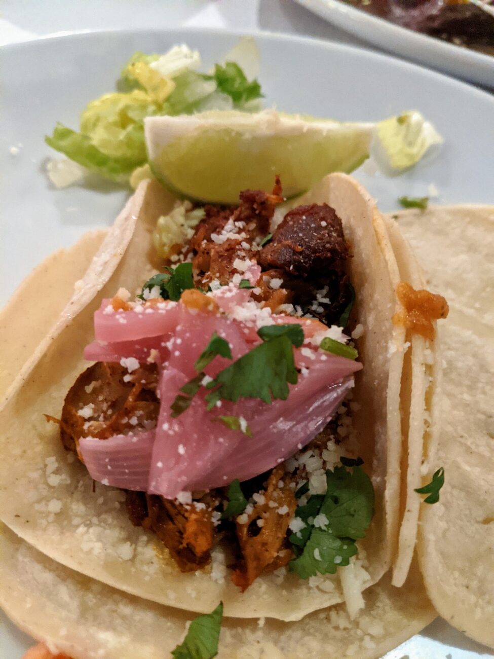 Tacos with pickled onions