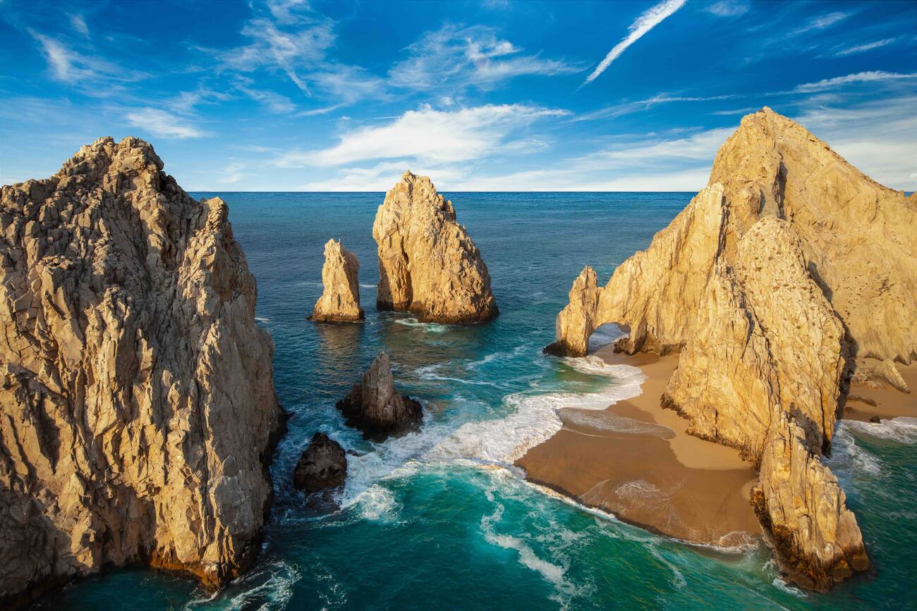 Beach surrounded by rocks