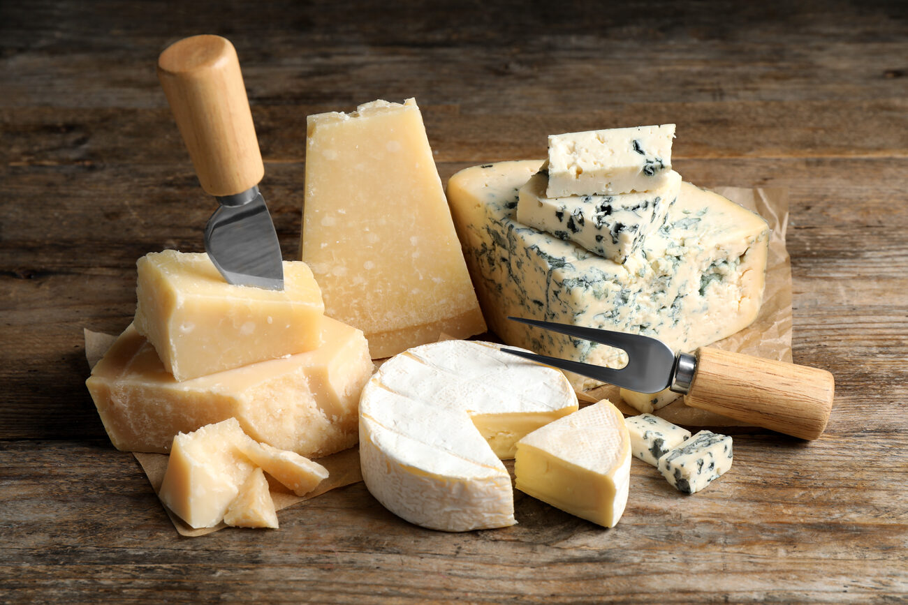 Cheeses and utensil