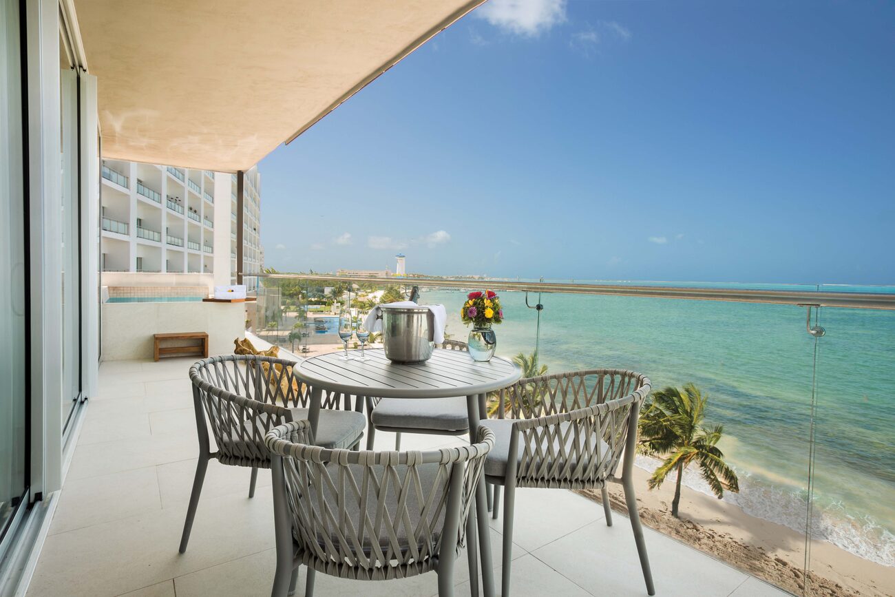 Balcony table overlooking the ocean