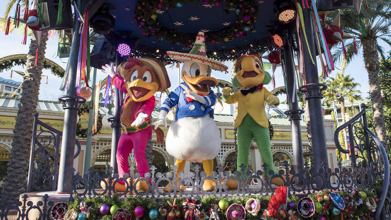 Donald Duck and friends on a stage