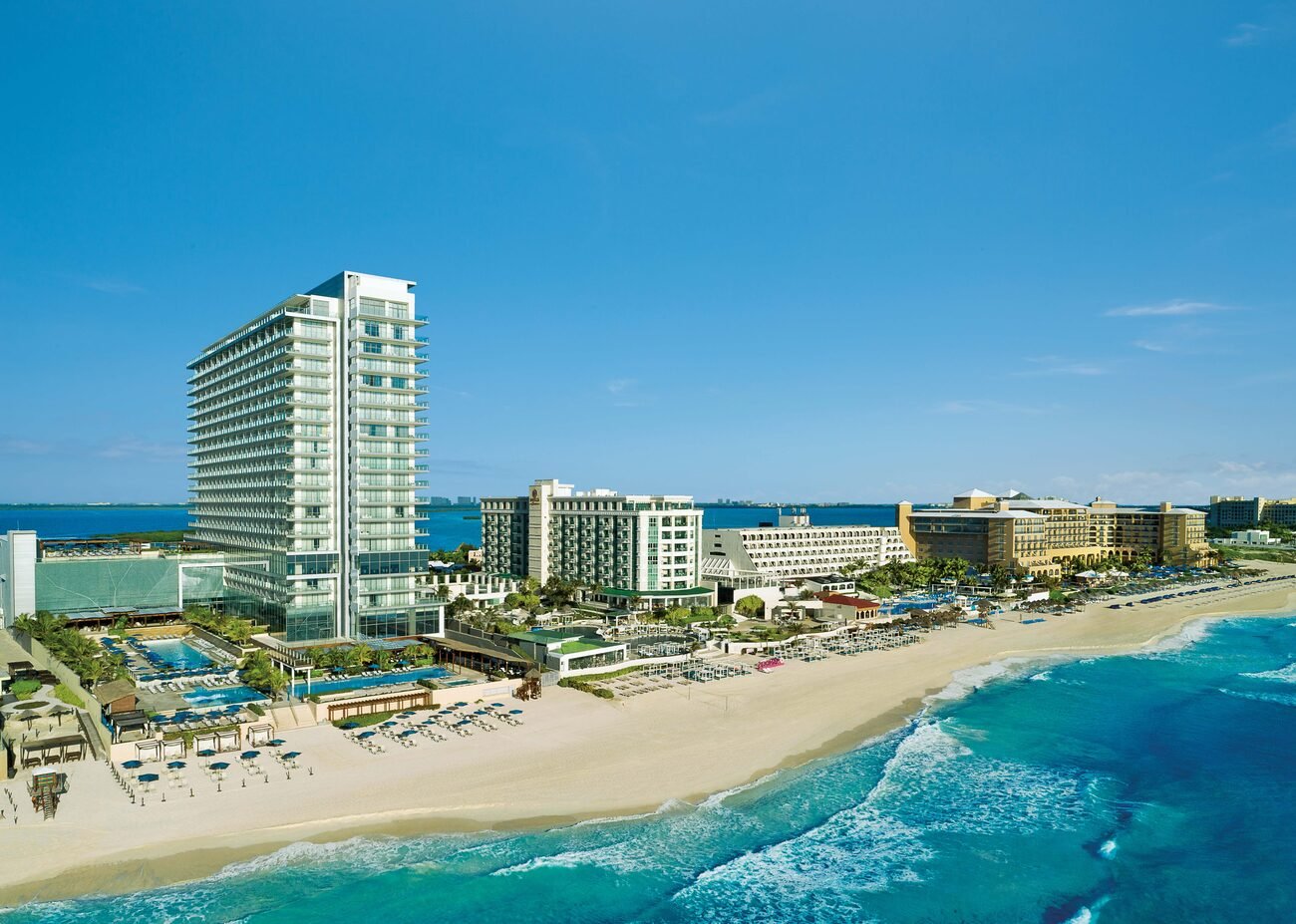 Arial view of hotels and beach