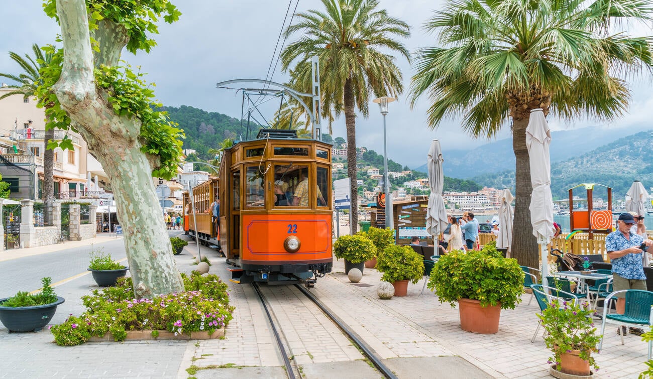 Train going through the streets