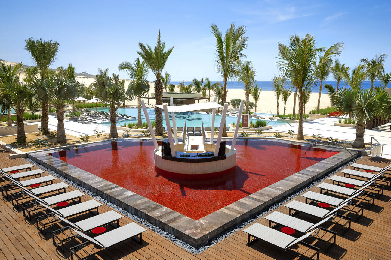 Pool with red tiles