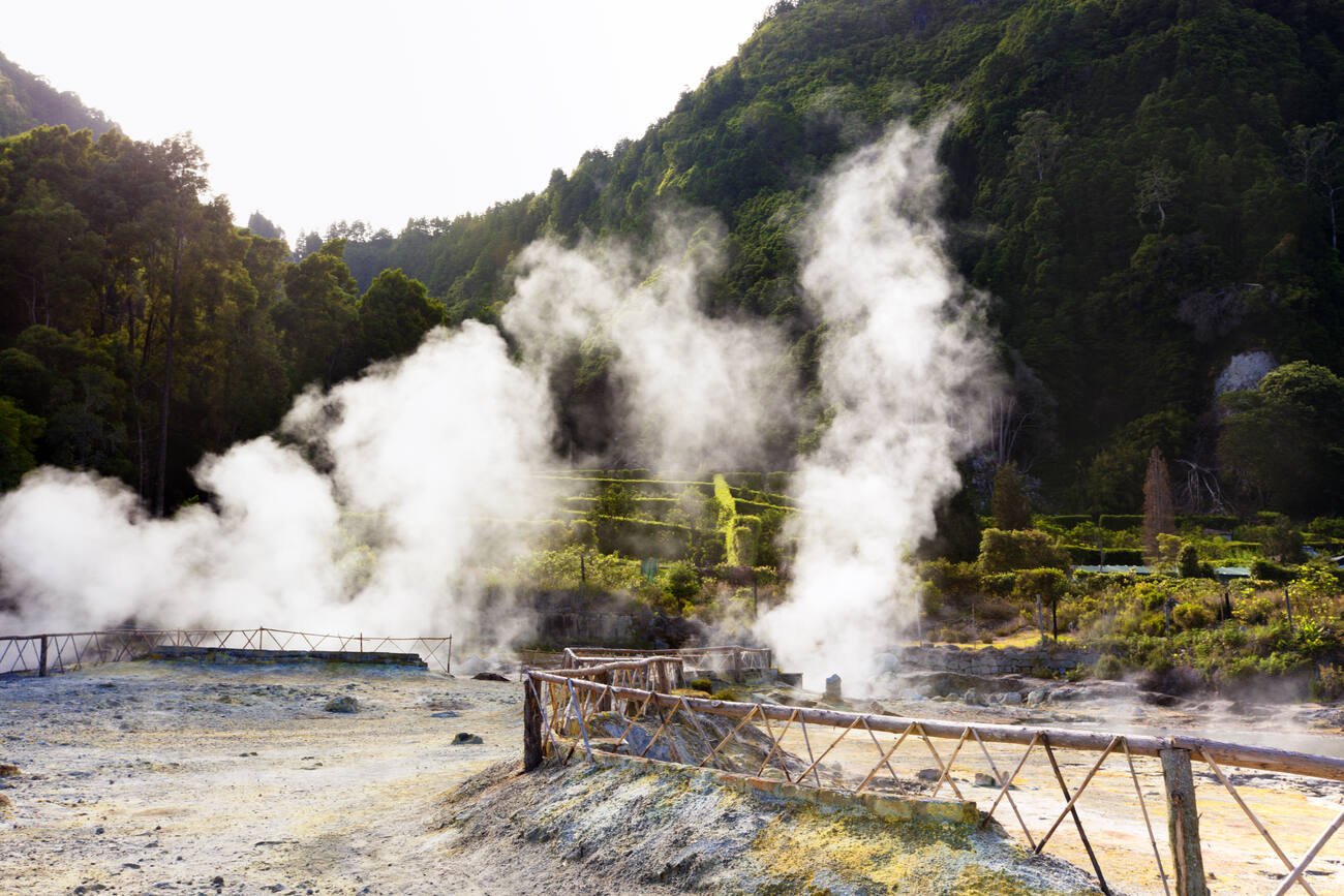 Steaming hot springs