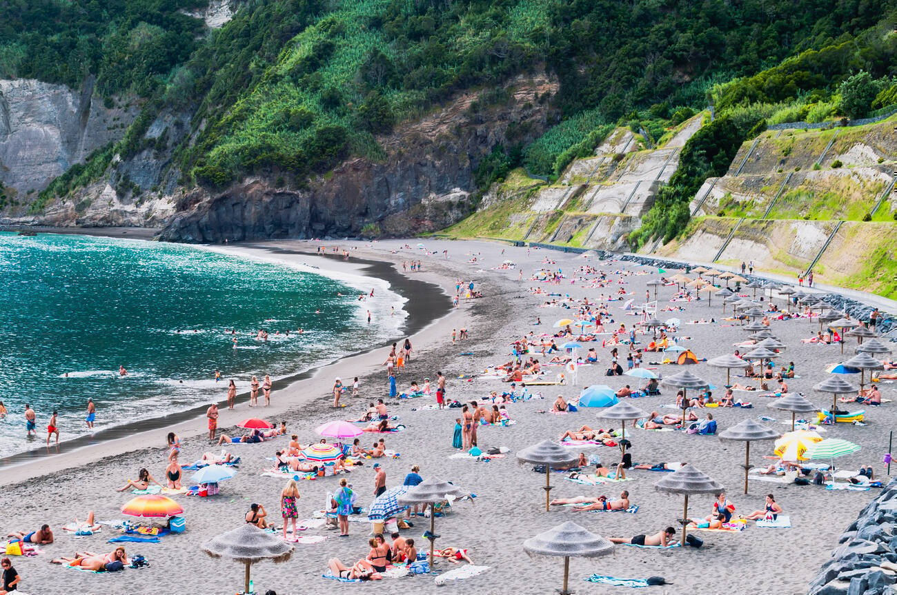 People lounging on the beach