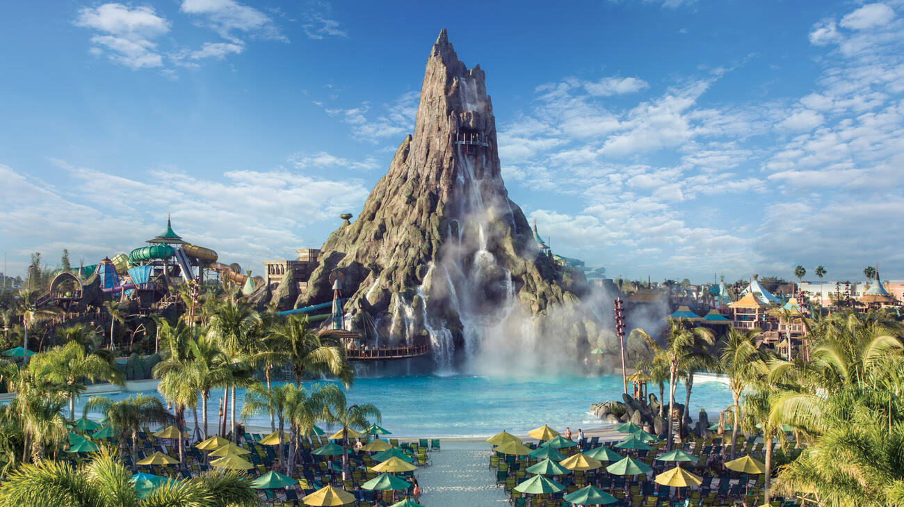 Water park shaped as a volcano