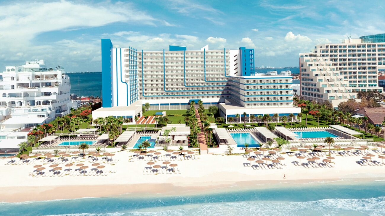 Beachfront view of the adults-only Riu Palace