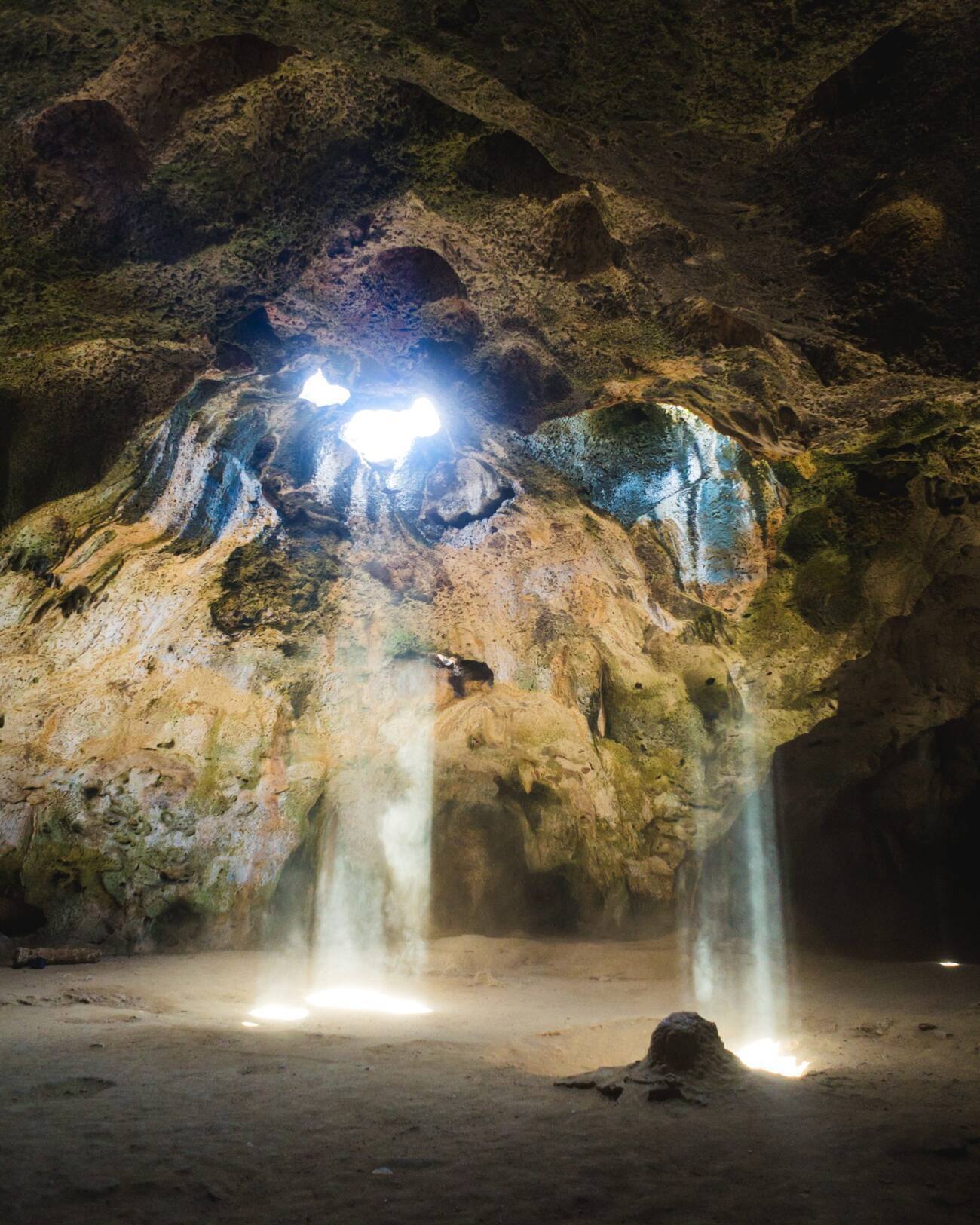 Cave with sunlight streaming in