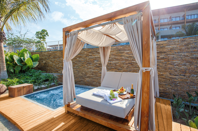 Private hot tub and sitting area