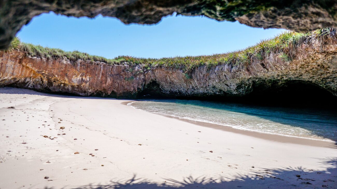 Cove view of a private stretch of beach