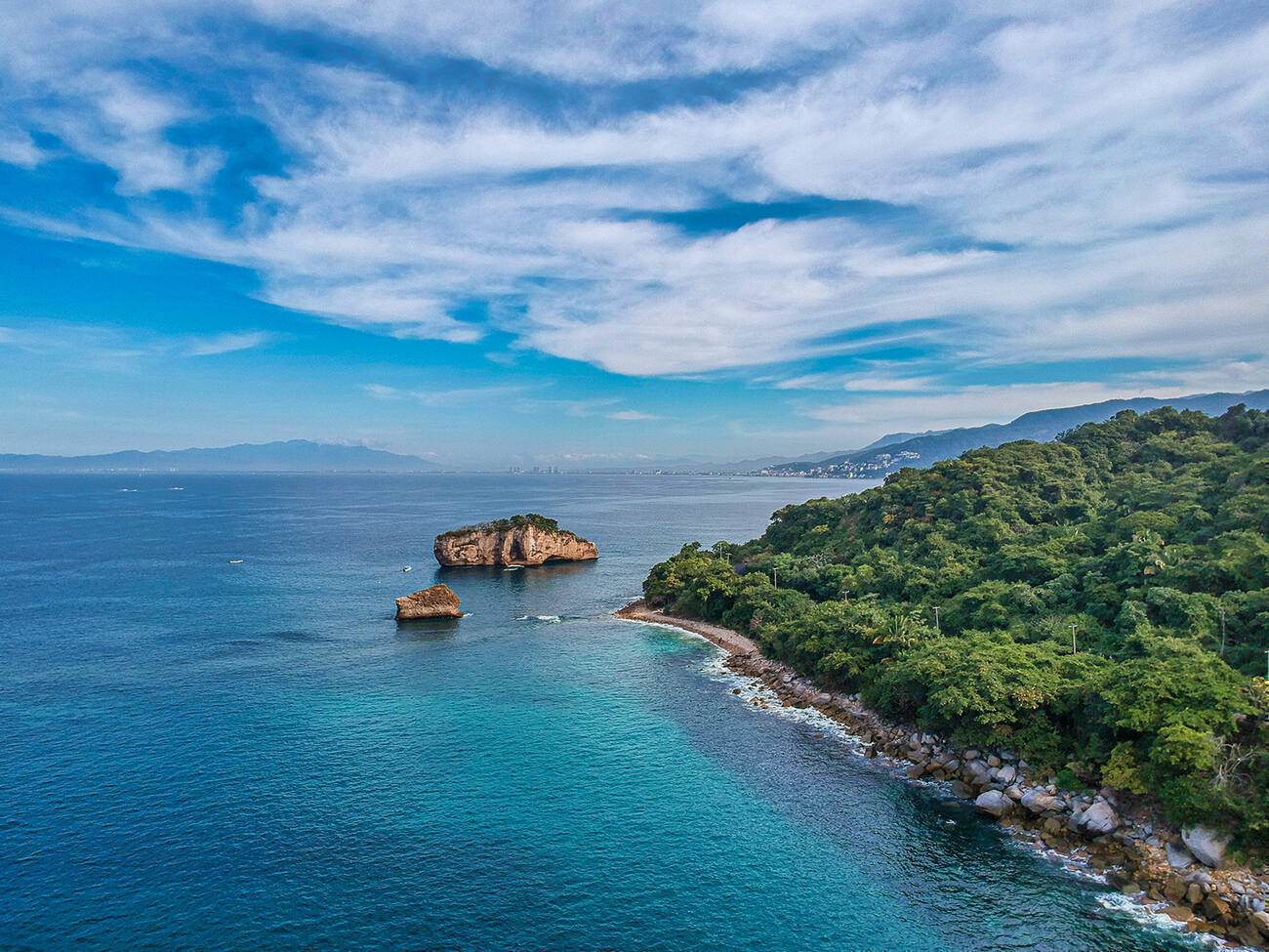 Los Arcos Marine Park Ariel view of the water